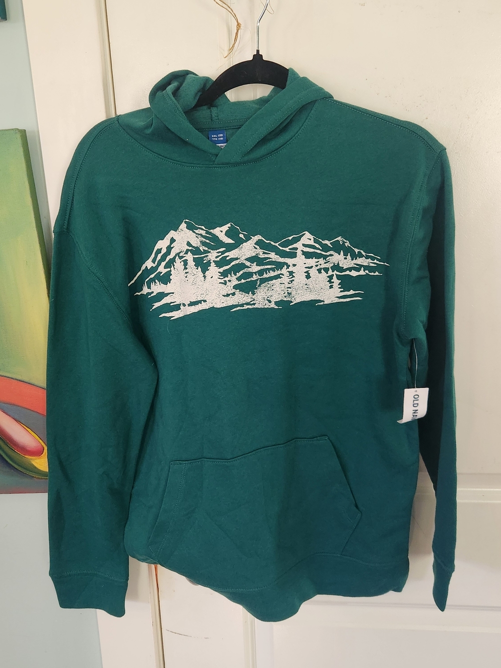 Old Navy WOMEN's Green Hoodie with White Mountain Graphic